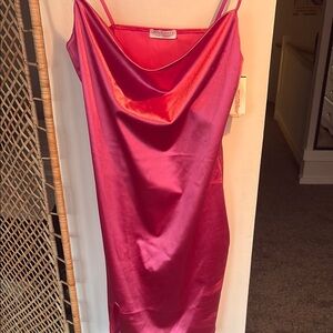 Sleek Hot Pink Satin Dress